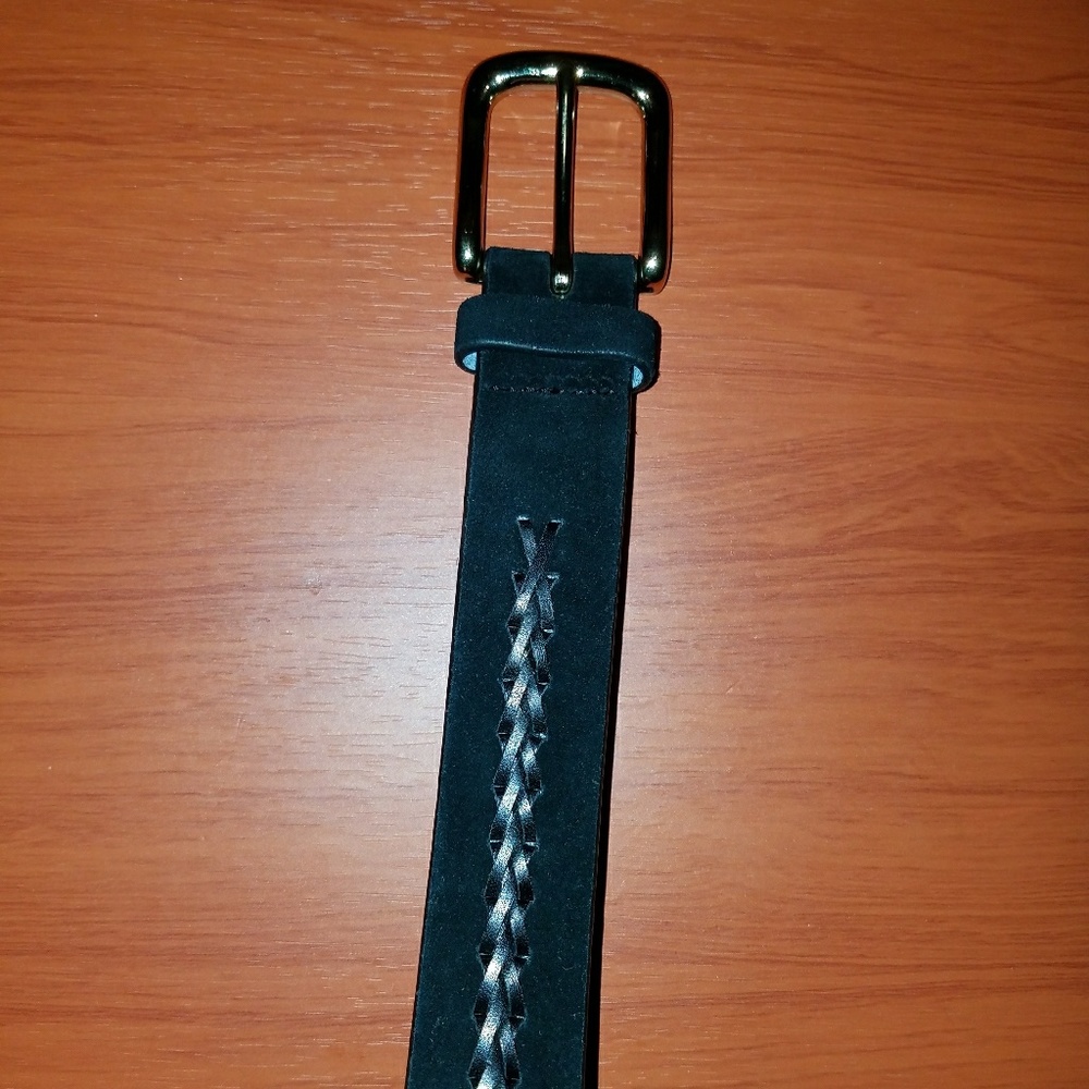 New Rebecca Minkoff Suede Leather Braid trim Belt